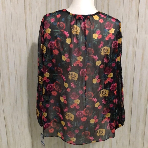 RACHEL rachel Roy black blouse floral size XL - Picture 3 of 9